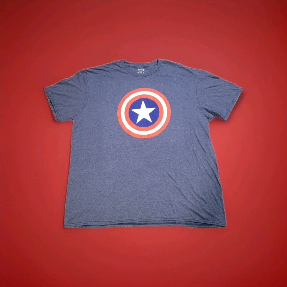 Captain America Shield Mens Size 2XL Blue Licensed Marvel Avengers Tshirt Comics
